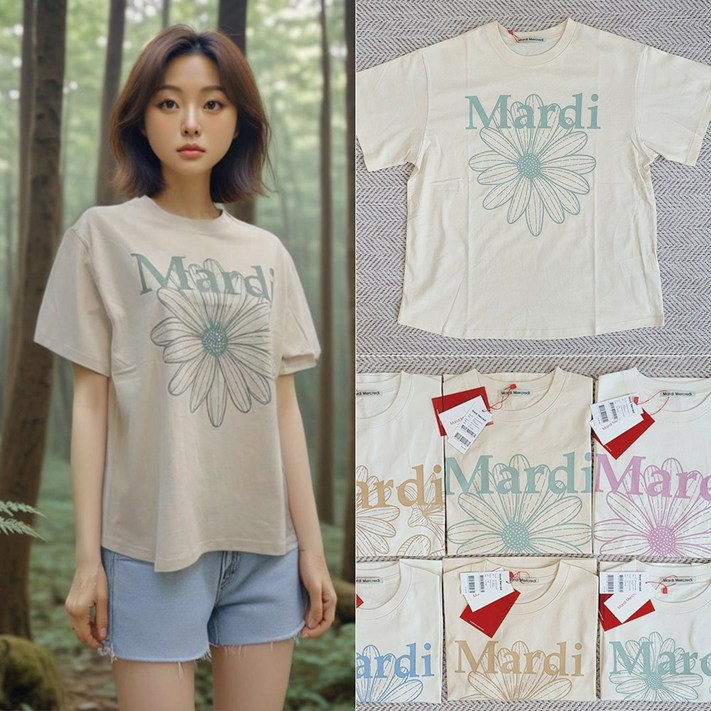마르디메크르디 반팔 플라워 꽃 티셔츠 마르디메크르디 반팔 플라워 꽃 티셔츠