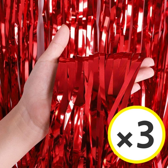 크리스마스 세트 풍선 가랜드 파티장식 소품 혼합풍선 트리 데코 홈파티용품 에브리띵스마일 1077, 레드 파티커튼 3P, 1세트