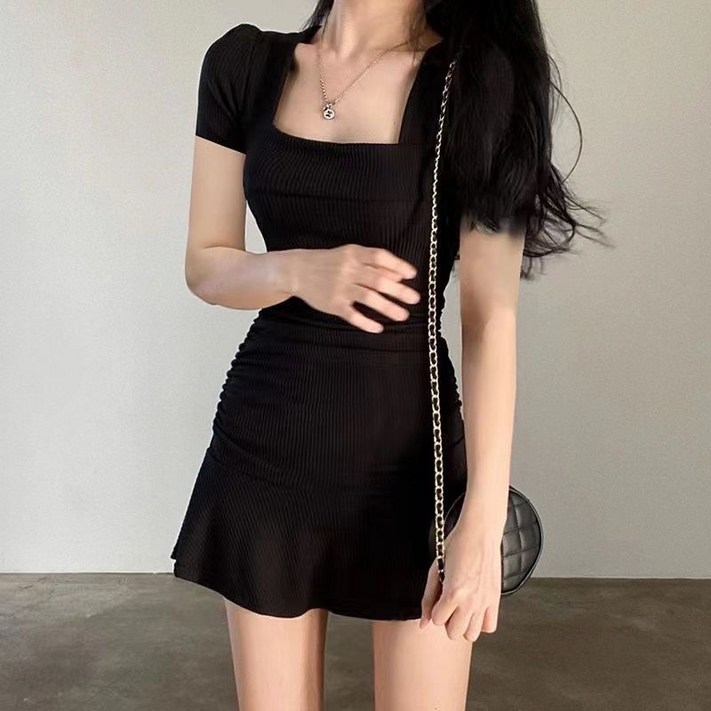 야오야오 스퀘어넥 골지 머메이드 프릴 미니 원피스 야오야오 스퀘어넥 골지 머메이드 프릴 미니 원피스