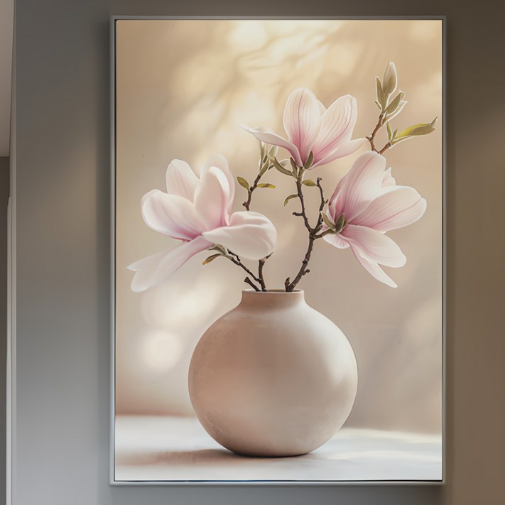 인메이블 복들어오는 목련 달항아리 6종 꽃 그림 힐링 풍수 인테리어 거실 개업 카페 선물 금전운