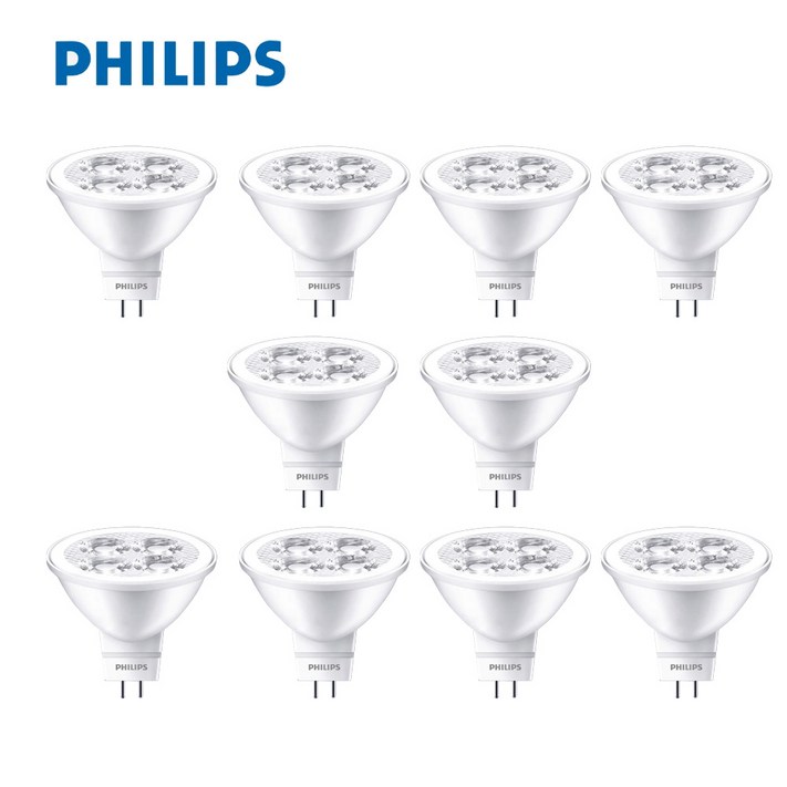 필립스 MR16 5W LED 에센셜 할로겐 램프, 10개, 주광색
