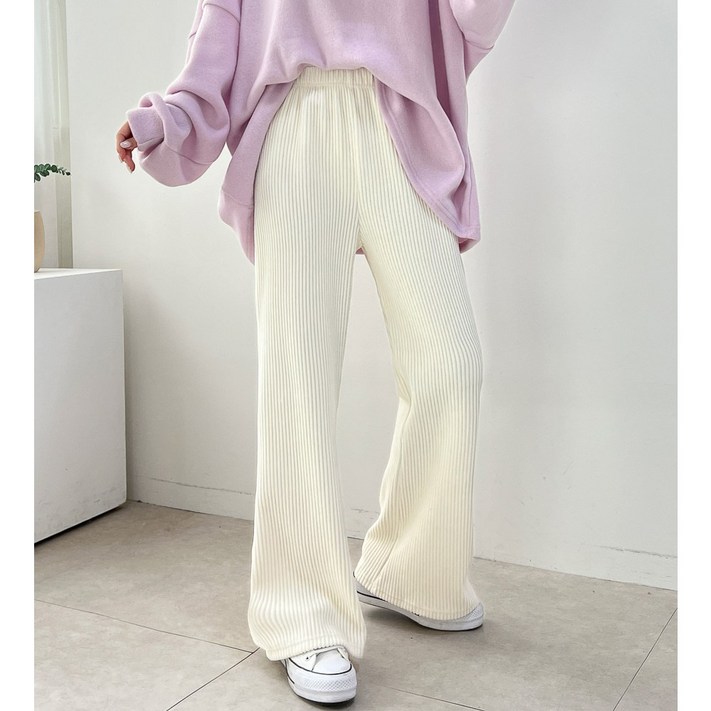 55통통66 너무편해 루즈핏 벨로아 벨벳 골지 부츠컷 트레이닝 팬츠 3color