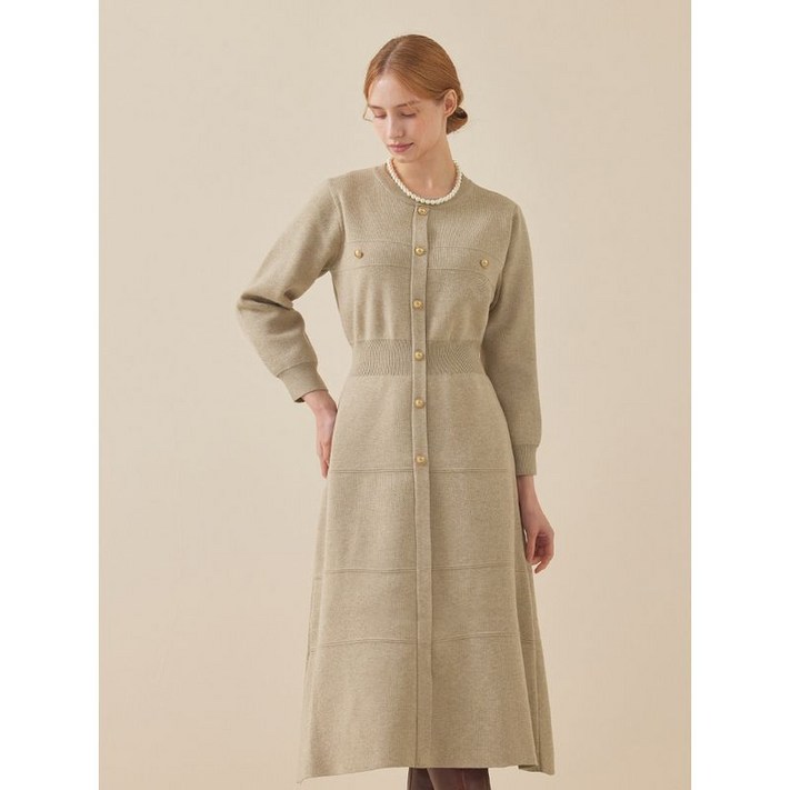 매긴 골드 버튼 니트 원피스 M5W1OP3061