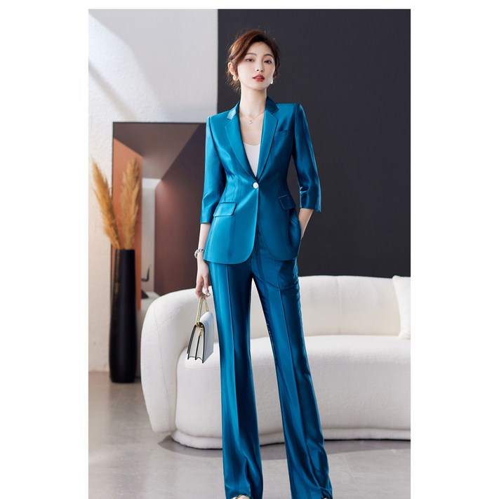 그루밍 grooming여성 아세테이트 얇은 7부 고급 정장 투피스 세트