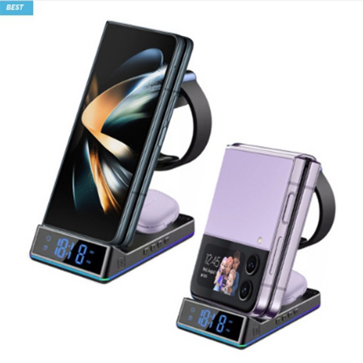 3in1 무선충전기 S10 갤럭시워치5 Z플립4 삼성기기 블랙, 1개, S10삼성화이트