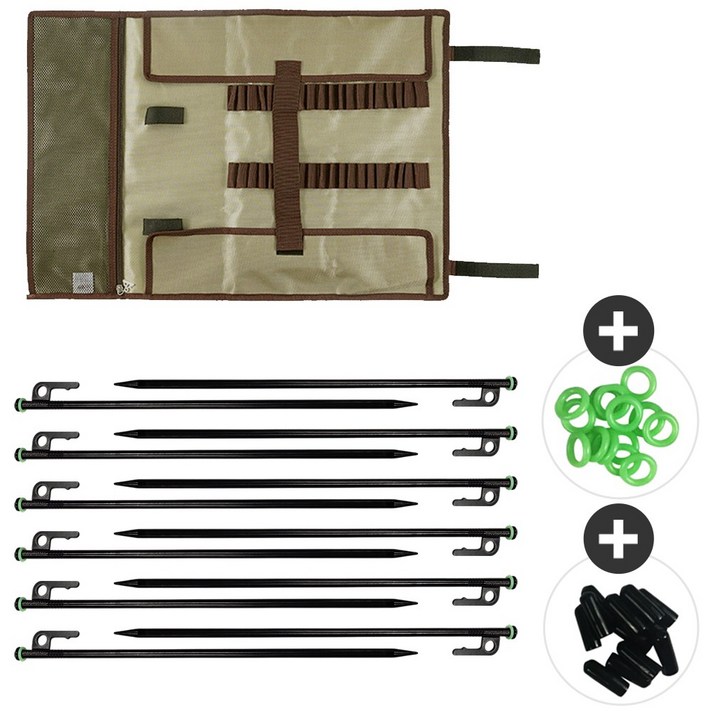 자캠 고강도 40cm 캠핑 단조팩 12개 세트 보호캡 야광링 롤팩가방