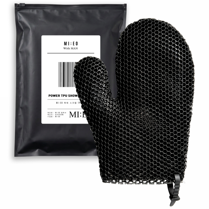 MIEO 파워 스크럽 TPU 샤워글러브, 1개, 1개입, BLACK