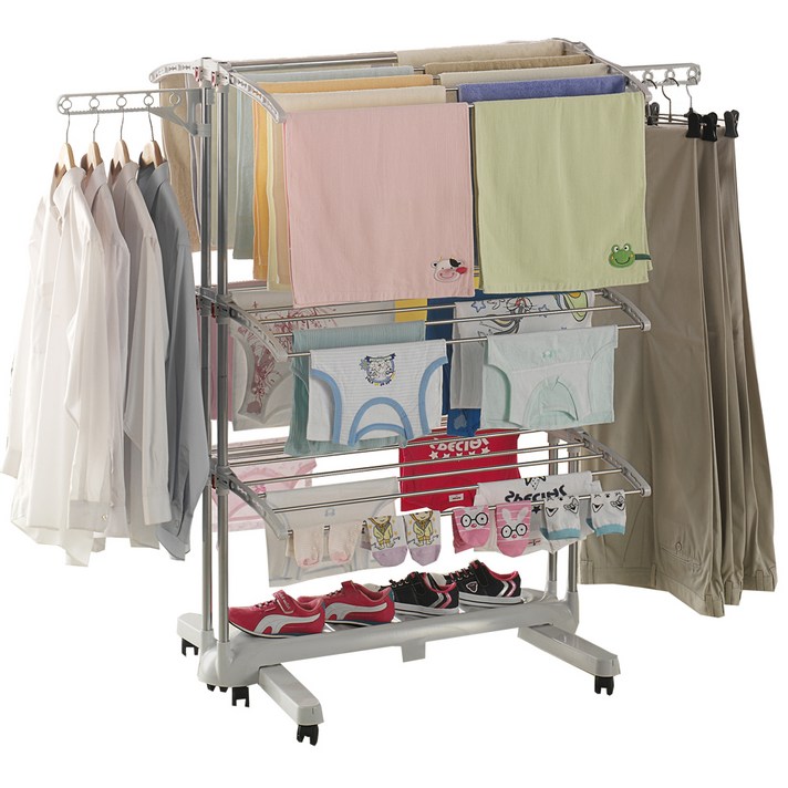 위즈홈 더블퀸 라운드 6단 빨래건조대 그레이, 1개