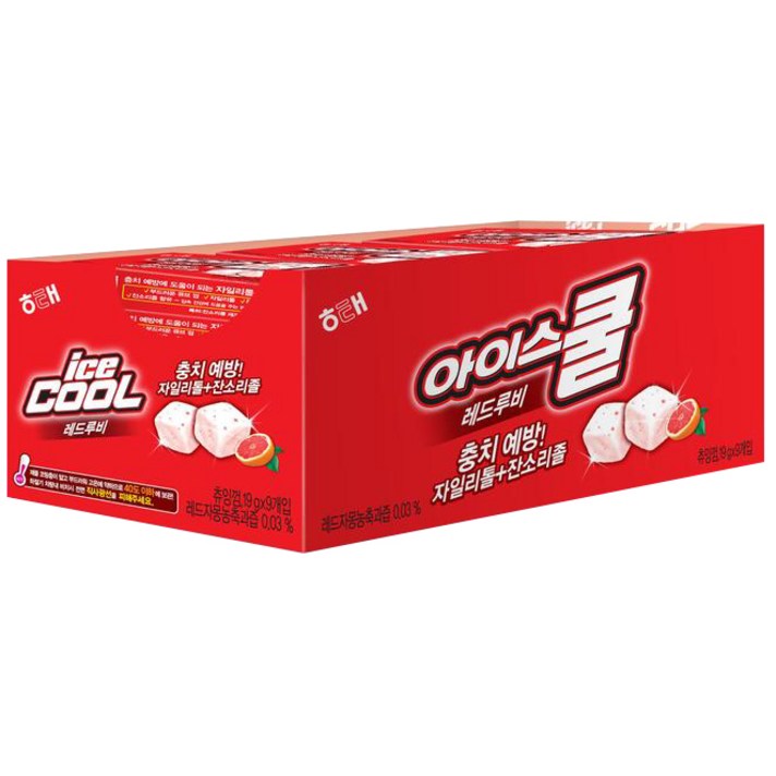 해태 아이스쿨 레드루비 껌, 19g, 9개