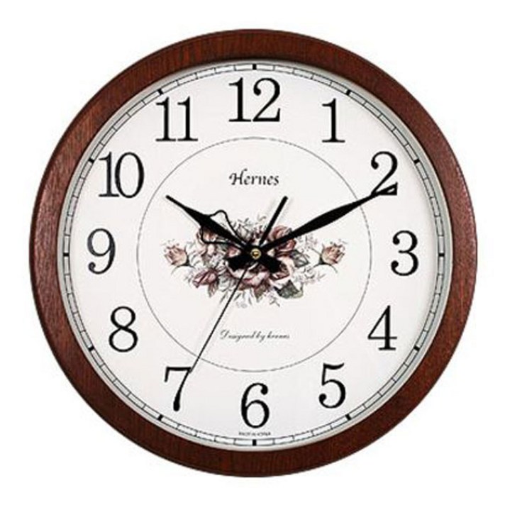 하루아홈코리아 헤르네스 무소음 로즈부케 벽시계 343R, 브라운