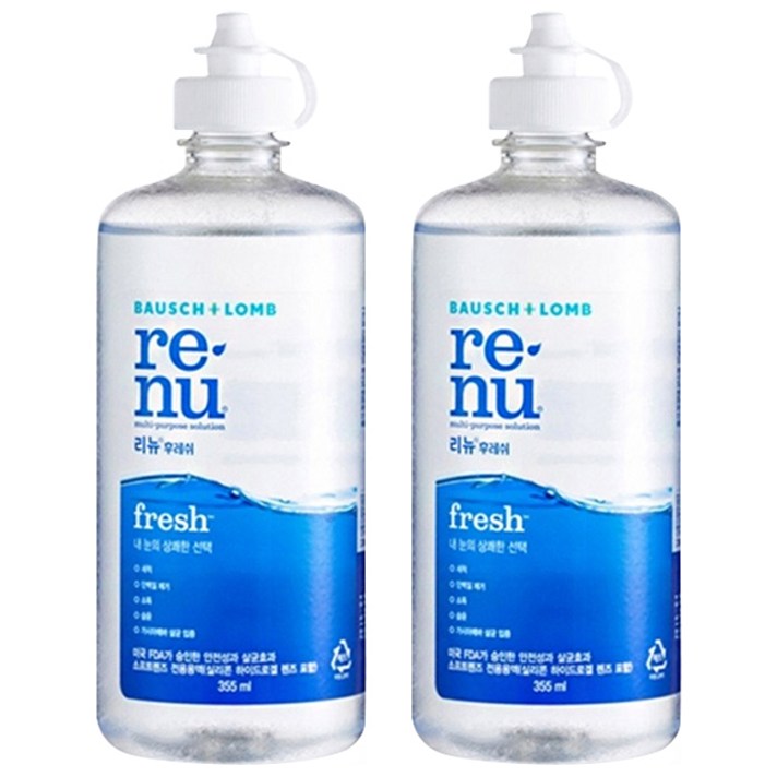 리뉴 후레쉬 렌즈 세정액, 355ml, 2개