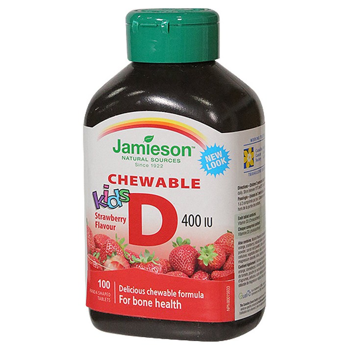 자미에슨 키즈 츄어블 비타민D 400IU 딸기맛, 100정, 1개