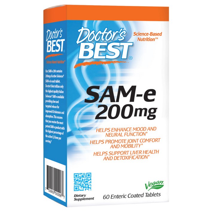 닥터스베스트 SAM-e 200mg 글루텐 프리 비건 타블렛, 60개입, 1개