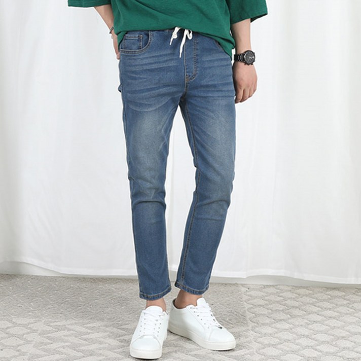 디와이진 남성용 쫀득스판 밴딩 데님팬츠