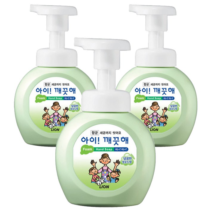 아이깨끗해 향균 거품 핸드솝 청포도, 250ml, 3개