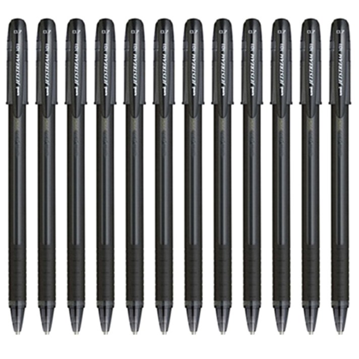 유니 제트스트림 캡식펜 0.7mm SX-101-07, 블랙, 12개입