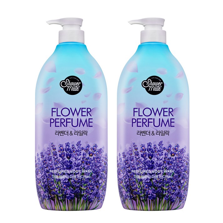 샤워메이트 플라워퍼퓸 바디워시 라벤더&라일락, 900g, 2개