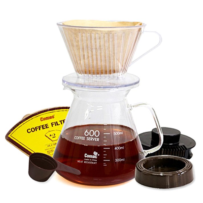 코맥 커피 드립 세트 600ml, 혼합 색상, 1세트