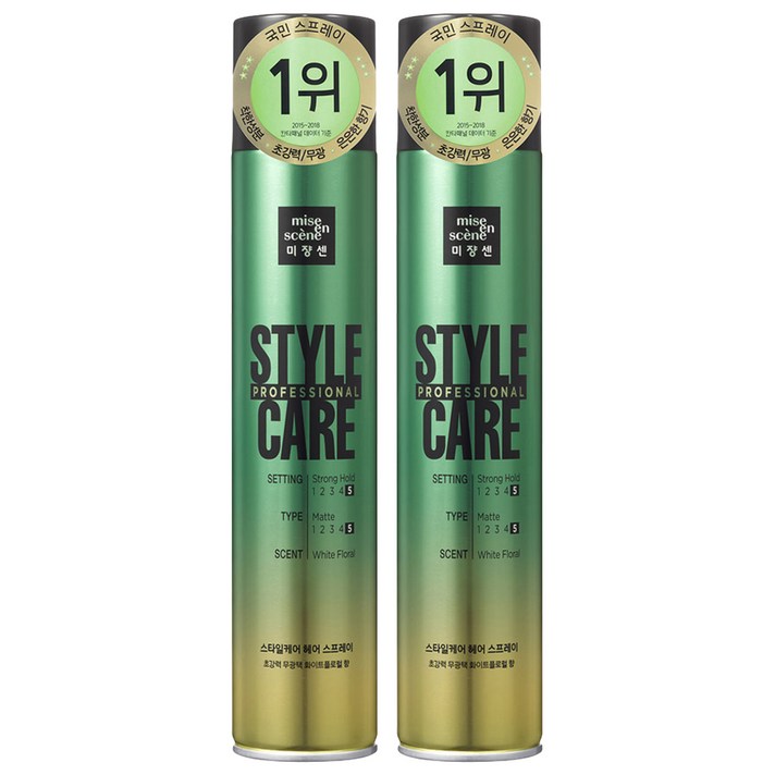 미쟝센 스타일 케어 헤어스프레이 화이트플로랄, 300ml, 2개