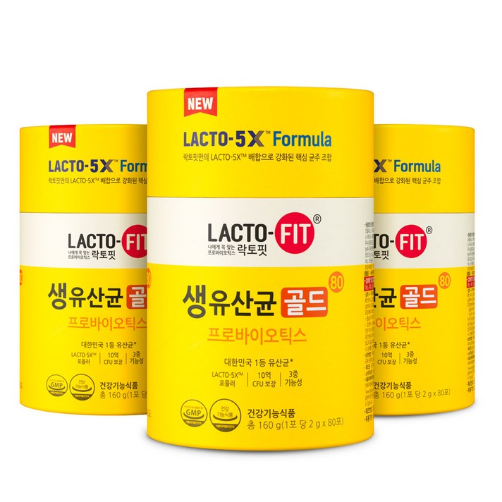 종근당건강 락토핏 생유산균 골드80, 160g, 3개