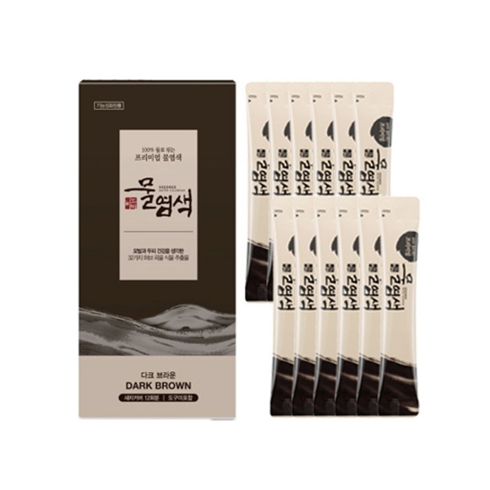 씨드비 물염색 새치염모제, 다크브라운, 12개입