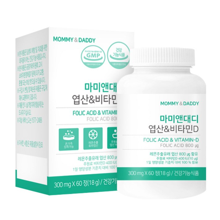 마미앤대디 엽산 비타민D, 60정, 1개