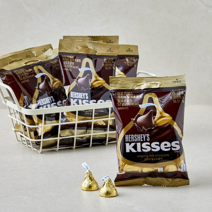 키세스 크리미 밀크 초콜릿, 52g, 10개