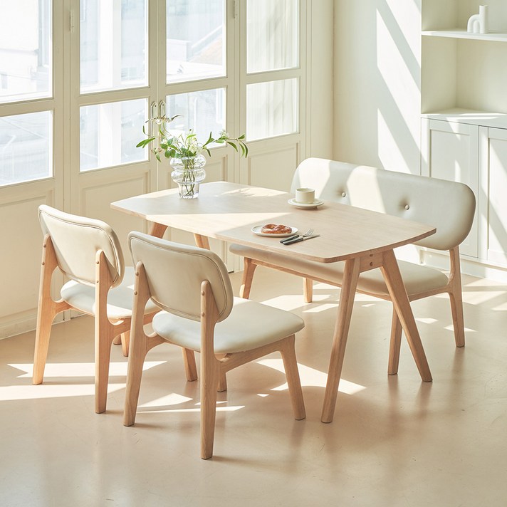 레이디가구 스칸딕 패밀리 낮은 식탁 일반형  벤치의자  의자 2p 세트 방문설치