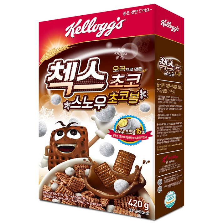 켈로그 첵스 초코 스노우 초코볼 시리얼, 420g, 1개