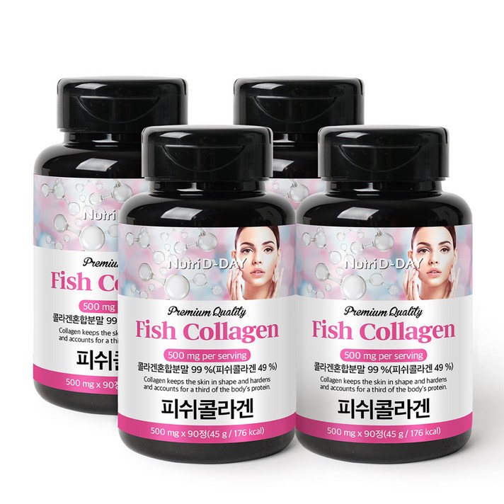 뉴트리디데이 프리미엄 저분자 피쉬 콜라겐 타블렛, 90정, 4개