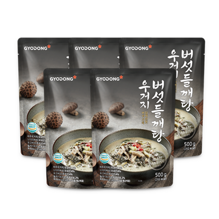 교동 우거지 버섯 들깨탕 즉석식품, 500g, 5개