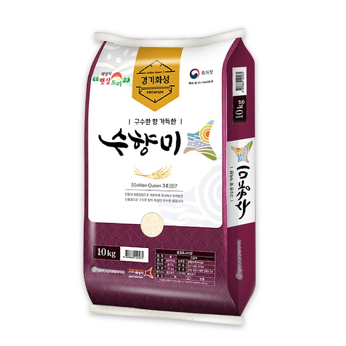 수향미 2021년 햅쌀 골든퀸 3호 백미, 10kg, 1개