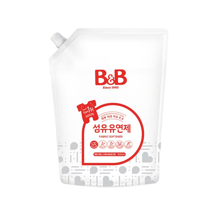 비앤비 섬유유연제 베르가못 앤 그레이프프루츠 리필형, 1개, 1500ml