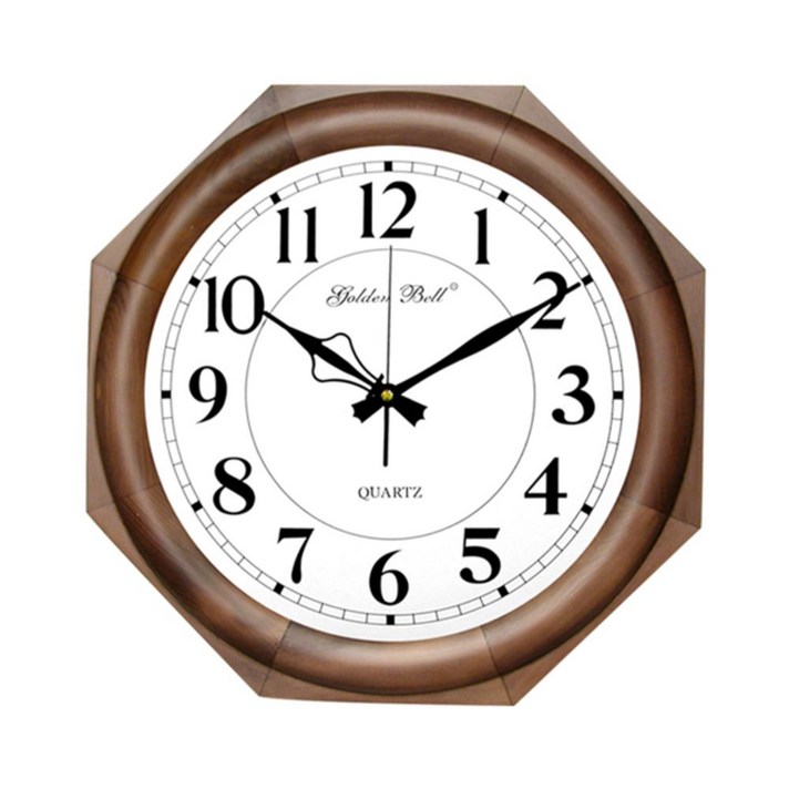 골든벨 p앤틱 무소음 벽시계, 월넛팔각