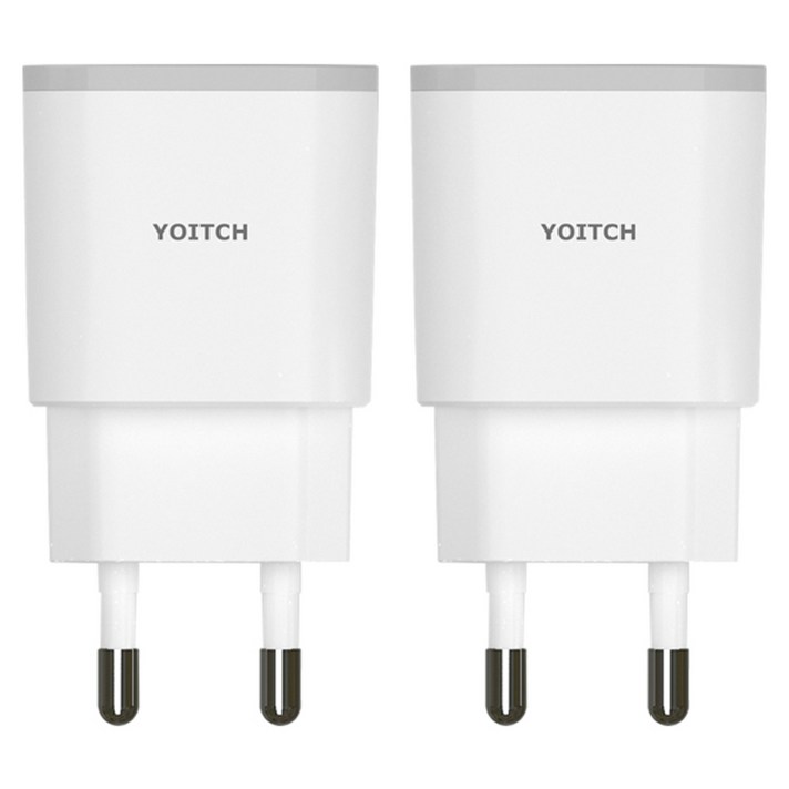 요이치 USB 2포트 아답터 유선멀티충전기 케이블미포함, 화이트, 2개입
