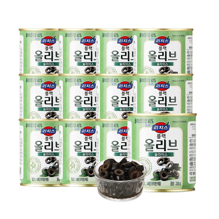 동서 리치스 슬라이스 블랙 올리브, 200g, 12개입
