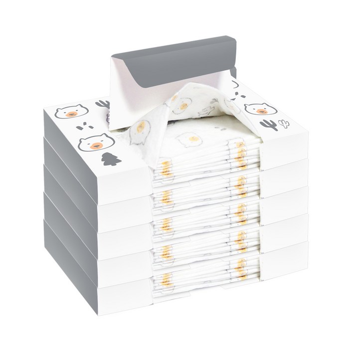 맘핸드슨 일회용 턱받이 10p, 그레이 곰곰, 5개입