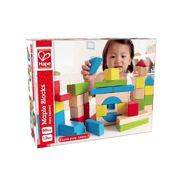 하페 원목블록 세트 50p, 혼합 색상