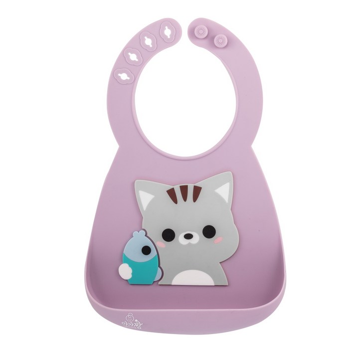 아가짱 실리콘턱받이, 고양이, 1개