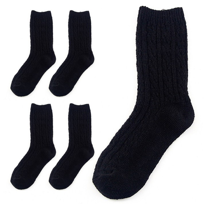 투투삭스 여성용 도톰 심플 꽈베기 양말 5켤레