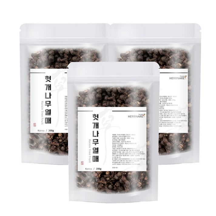허브나래 국내산 건강차 자연산 헛개열매, 200g, 3개