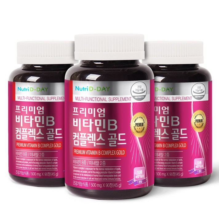 뉴트리디데이 프리미엄 비타민B 컴플렉스 골드, 90정, 3개