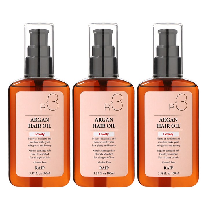 라입 R3 아르간 헤어오일 러블리, 100ml, 3개