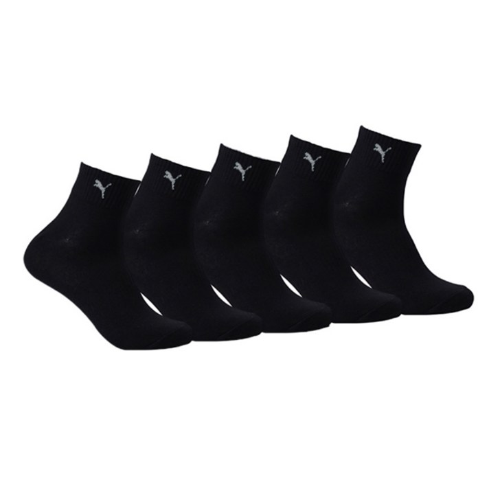 푸마 여성용 이중쿠션 쿼터 중목 스포츠 양말 5족 PUE31014C, BLACK