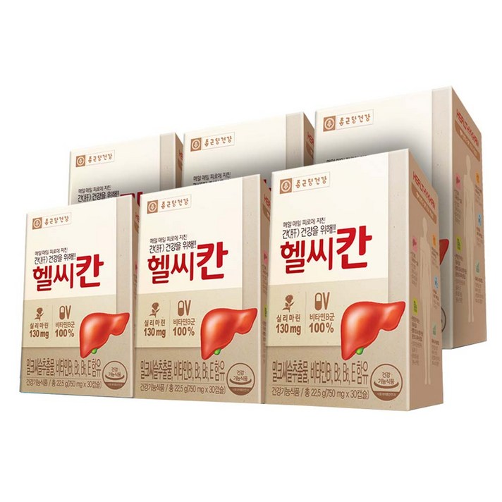 종근당건강 헬씨칸 밀크시슬 영양제, 30정, 6개