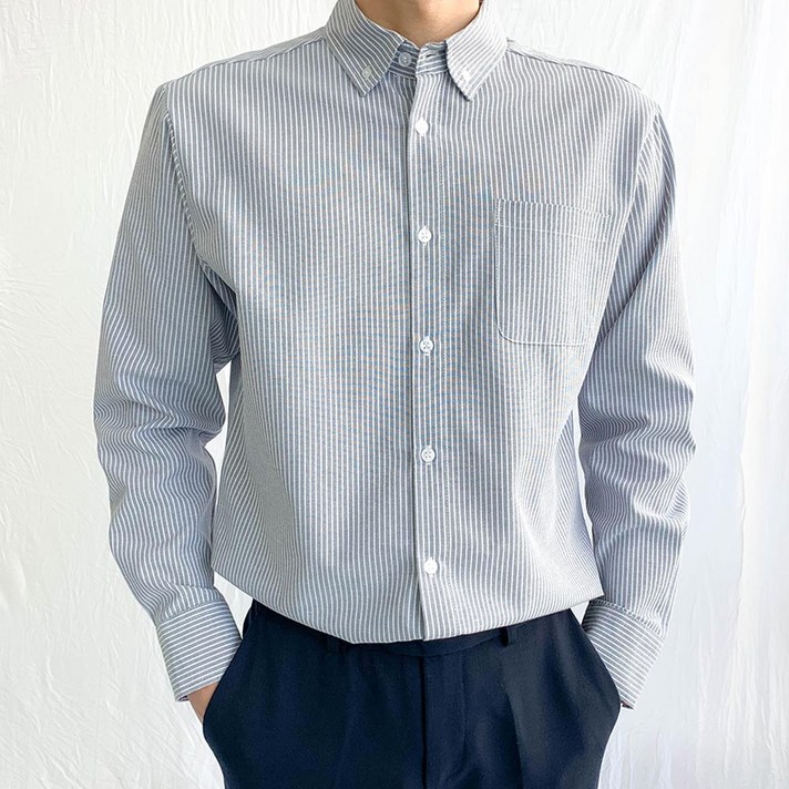 제이에이치스타일 남성용 데일리 워싱 스트라이프 셔츠