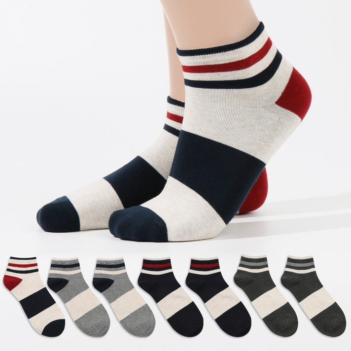 삭스팝 남성용 삼색 발목 양말 8켤레