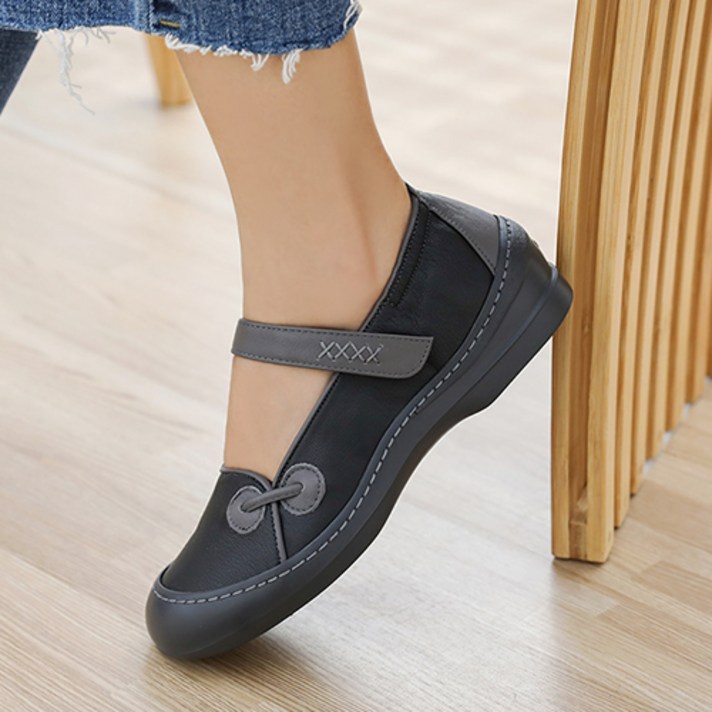 제이슈 여성 양가죽 수제 컴포트핏 벨크로 단화