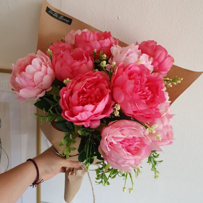 
                                                        조화 고급 성묘 산소 장식 인테리어 작약꽃다발, 핑크
                                                    