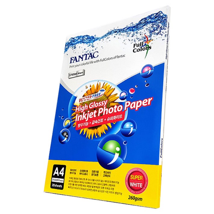 팬택 인화지 260gsm, A4, 20개